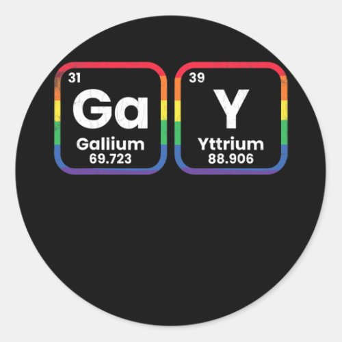 Mens Gay Periodic Table Funny LGBTQ Gay Pride Classic Round Sticker
