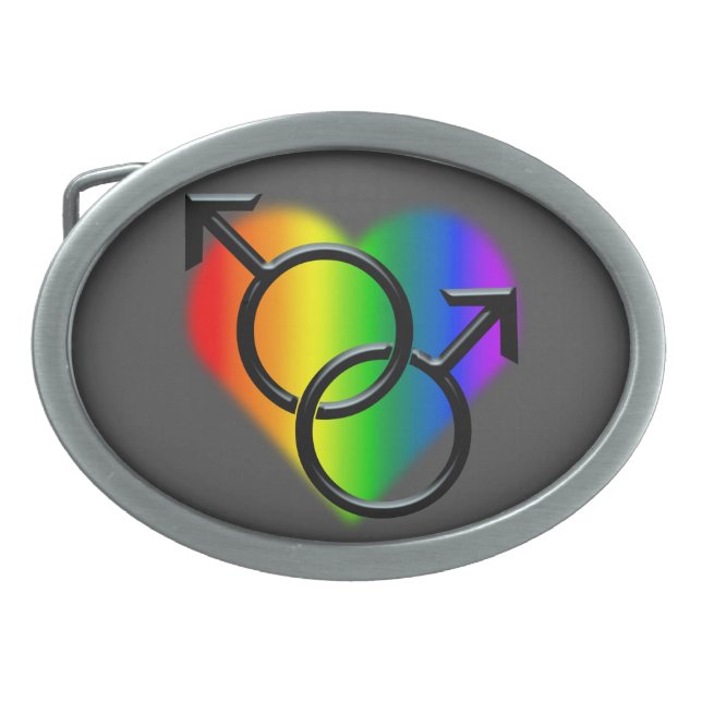 Men's Gay Pride Belt Buckle Same-Sex Love Gifts (Front)