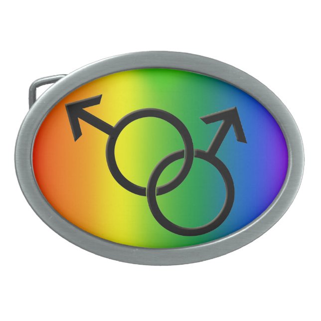 Men's Gay Pride Belt Buckle Same-Sex Love Gifts (Front)