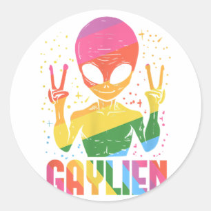 Mens Gaylien Gift For A Gay Alien Lover Classic Round Sticker