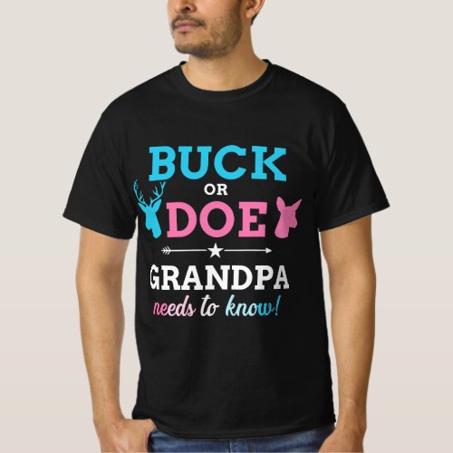 Mens Gender reveal buck or doe grandpa matching ba T_Shirt