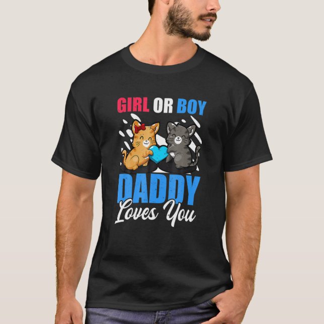 Mens Gender Reveal Daddy Love Eam Girl Boy Kitten  T-Shirt (Front)
