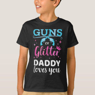 Mens Gender reveal guns or glitter daddy matching T-Shirt
