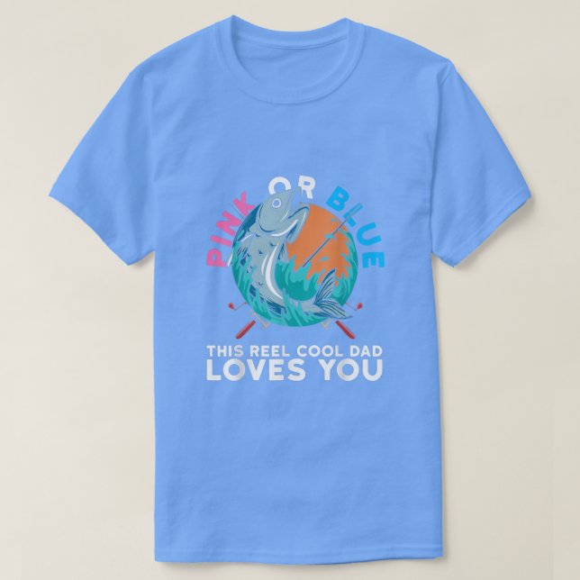 Mens Gender Reveal Party Design for a Fishing Dad  T-Shirt (Design Front)
