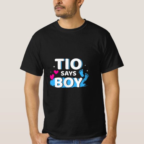 Mens Gender reveal tio says boy matching family ba T_Shirt