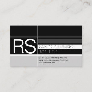 Men's Geometric Monogram Grays & Black Business Card