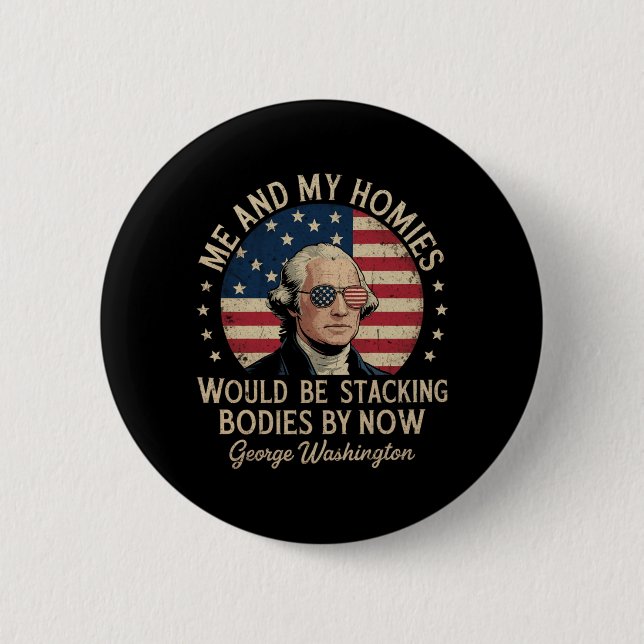 Mens George Washington 4th Of July Patriotic Button (Front)
