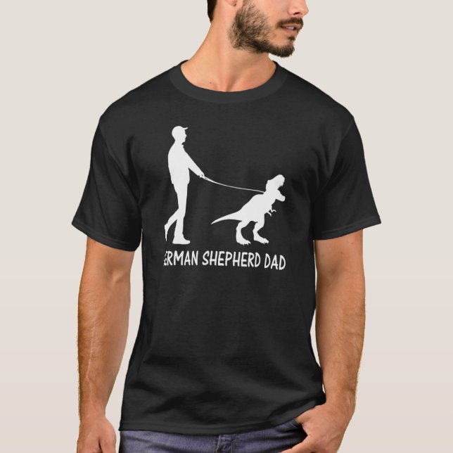 Mens German Shepherd Dad Dinosaur Gsd Owners Fathe T-Shirt (Front)