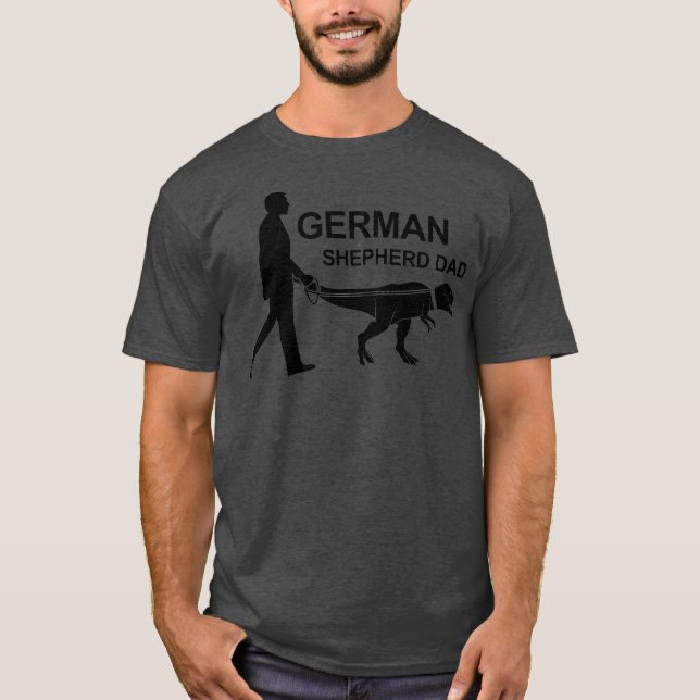 Mens German Shepherd Dad Dinosaur GSD Owners T-Shirt (Front)