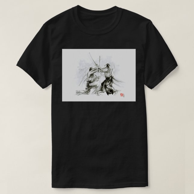 Mens gift ideas aikido martial arts ink drawing la T-Shirt (Design Front)