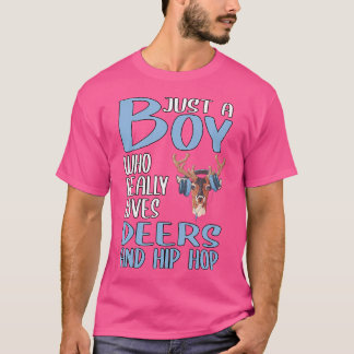 Mens Gift Just A Boy Who Really Loves Deers And Hi T-Shirt