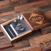 Men's Gift Set: Leather Wallet & Steel Flask (Inside)