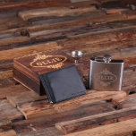 Men's Gift Set: Leather Wallet & Steel Flask<br><div class="desc">This set comes with 1 wallet,  1 flask and 1 wood box. It is a special gift for a father,  boyfriend or husband.</div>