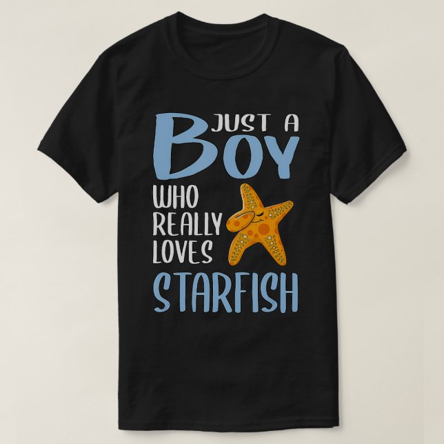 Mens Gift Starfish Just A Boy Who Really Loves Sta T-Shirt (Design Front)