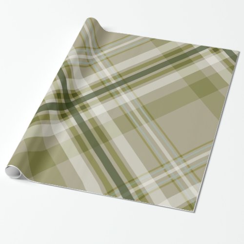 mens gifts drab olive and beige masculine plaid wrapping paper