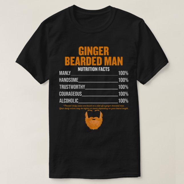 Mens Ginger Bearded man nutricion facts redhead T-Shirt (Design Front)