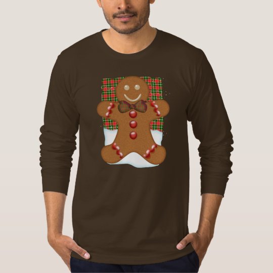 Men's Gingerbread Man Jumper With Plaid TShirt Zazzle