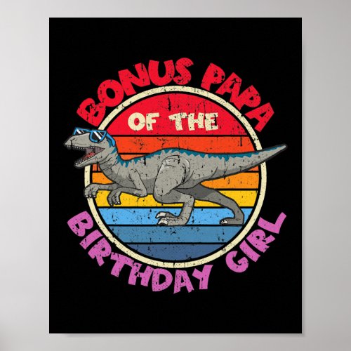 Mens Girl Birthday I Bonus Papa I Velociraptor I Poster