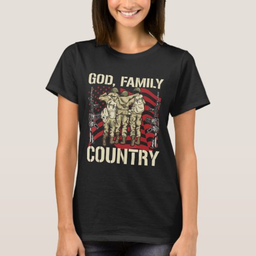 Mens God Family Country Patriotic Soldier 4th Of J T_Shirt