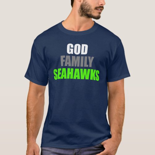 Mens God Family Seahawks T Shirt