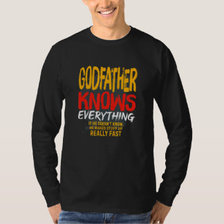 Mens Godfather Knows Everything     Funny Dad Fath T-Shirt