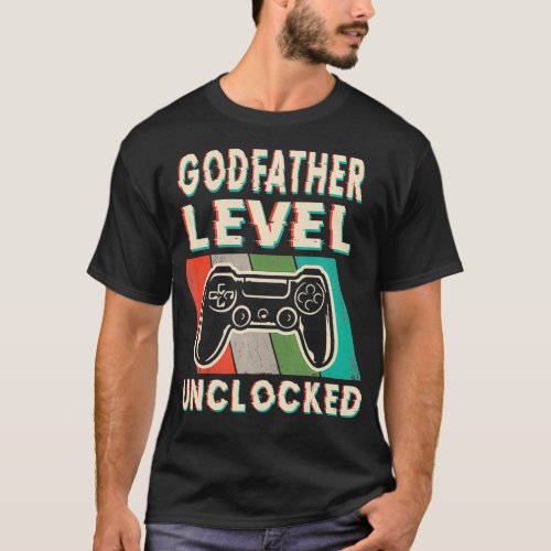 Mens Godfather Level Unlocked Funny Leveled Up To  T_Shirt