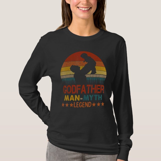 Mens Godfather The Man The Myth The Legend Fathers T-Shirt (Front)
