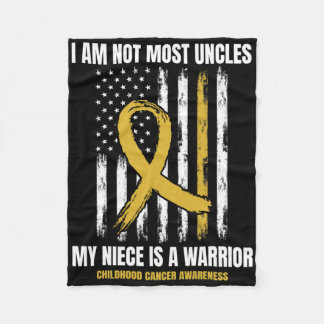 Mens Gold Childhood Cancer Awareness Niece Uncle A Fleece Blanket