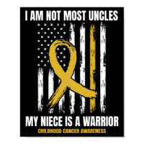 Mens Gold Childhood Cancer Awareness Niece Uncle A Poster