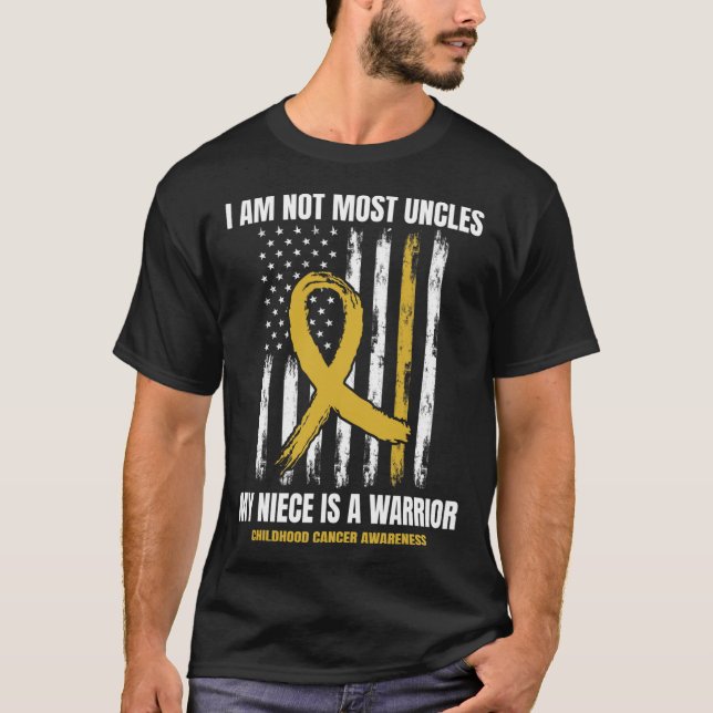Mens Gold Childhood Cancer Awareness Niece Uncle A T-Shirt (Front)
