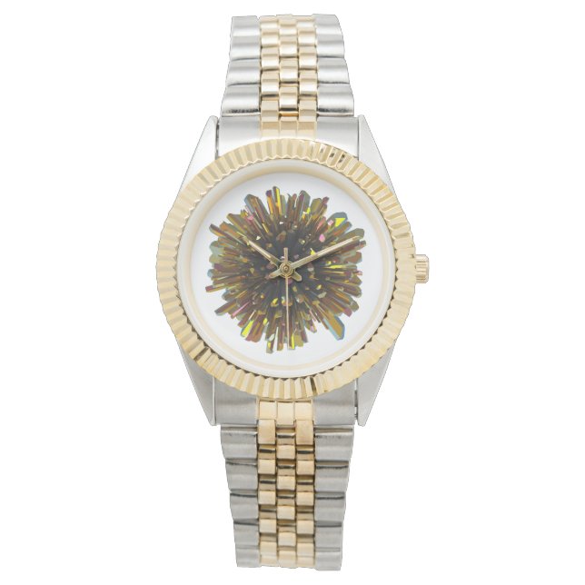 *~* Men's Gold Color Crystal Sphere Metallic Watch (Front)