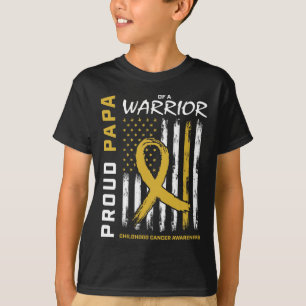 Mens Gold Proud Papa Childhood Cancer Awareness Am T-Shirt