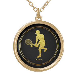 Men's Gold Silhouette Tennis Necklace with Name