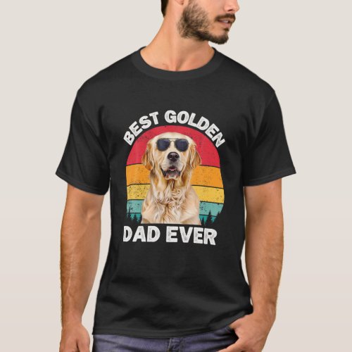 Mens Golden Dad Vintage Men Golden Retriever Dad D T_Shirt
