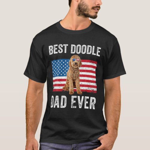 Mens Goldendoodle Dad American Flag Golden Doodle T_Shirt