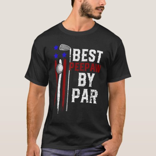 Mens Golf Best Peepaw By Par Grandpa Golfer Flag A T_Shirt