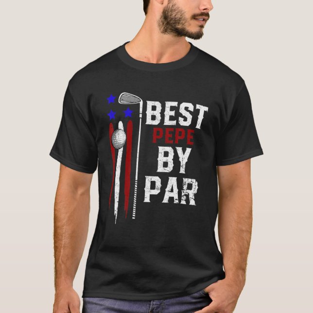 Mens Golf Best Pepe By Par Grandpa Golfer Flag Ame T-Shirt (Front)
