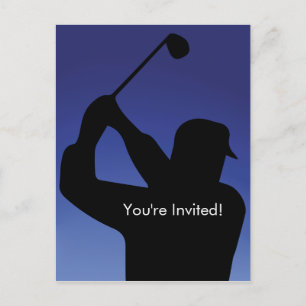 Men's Golf Blue Invitation Postcard