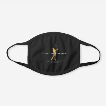 Men's Golf Event Gold Player Personalized Athletic Black Cotton Face Mask by custom_iphone_cases at Zazzle
