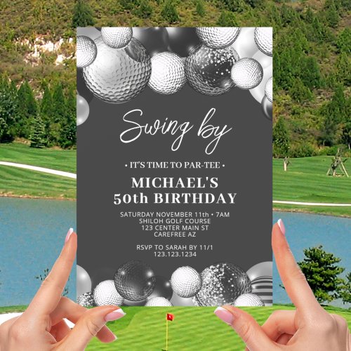 Mens Golf Partee 50th Birthday Invitation