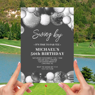 Men's Golf Partee Swing By Birthday Invitation