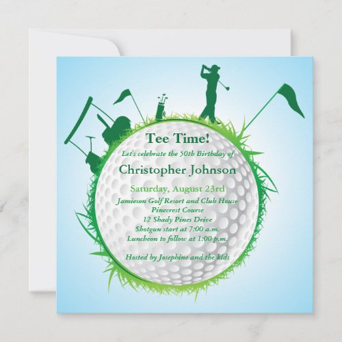 Mens Golfing 50th Birthday Party Invitation