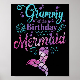 Mens Grammy Of The Birthday Mermaid Matching Poster