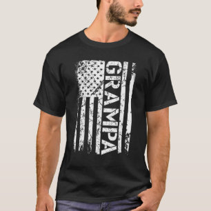 Mens Grampa Vintage Us American Flag For Dad Pap T-Shirt