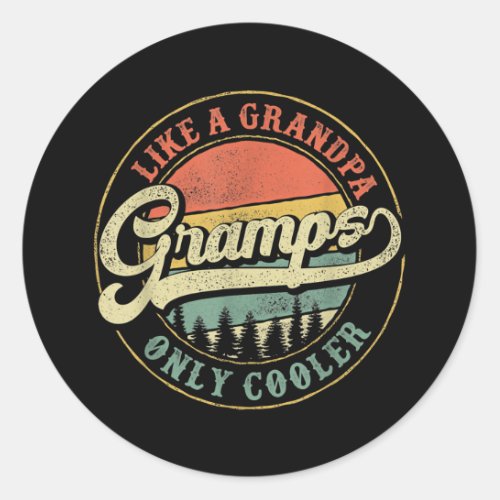 Mens Gramps Like a Grandpa Only Cooler Vintage Classic Round Sticker