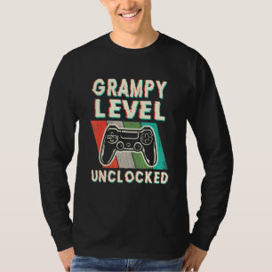 Mens Grampy Level Unlocked Leveled Up To Grampy Fa T-Shirt
