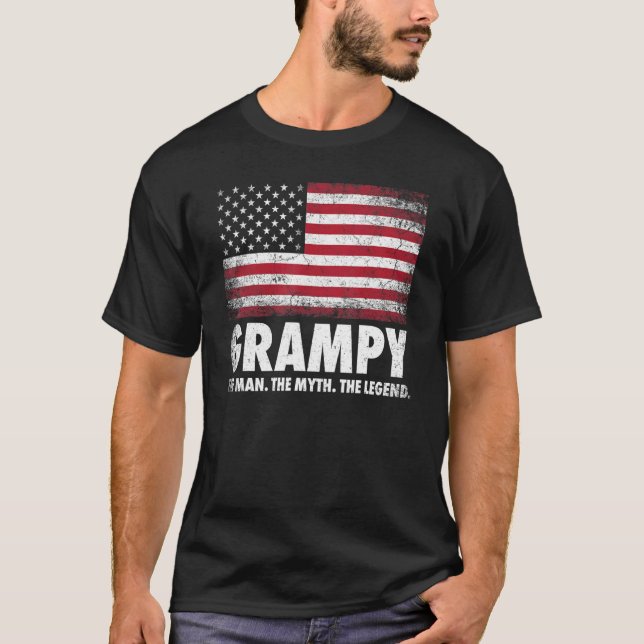 Mens Grampy The Man The Myth The Legend Grandpa Fa T-Shirt (Front)