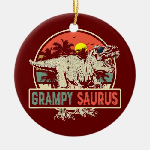 Mens Grampysaurus T rex Dinosaur Grampy Saurus Ceramic Ornament
