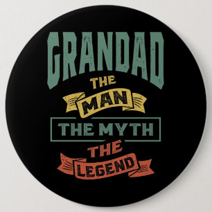 Mens Grandad The Legend Grandpa Gift Button