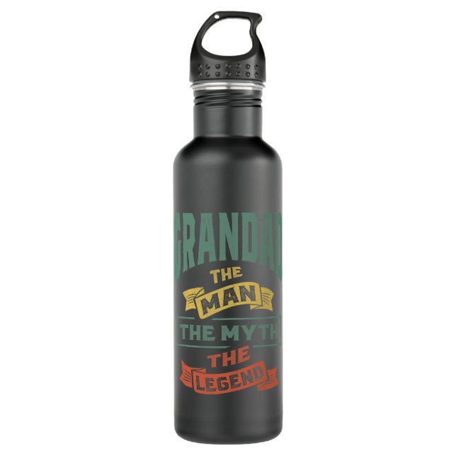Mens Grandad The Legend Grandpa Gift Stainless Steel Water Bottle (Front)